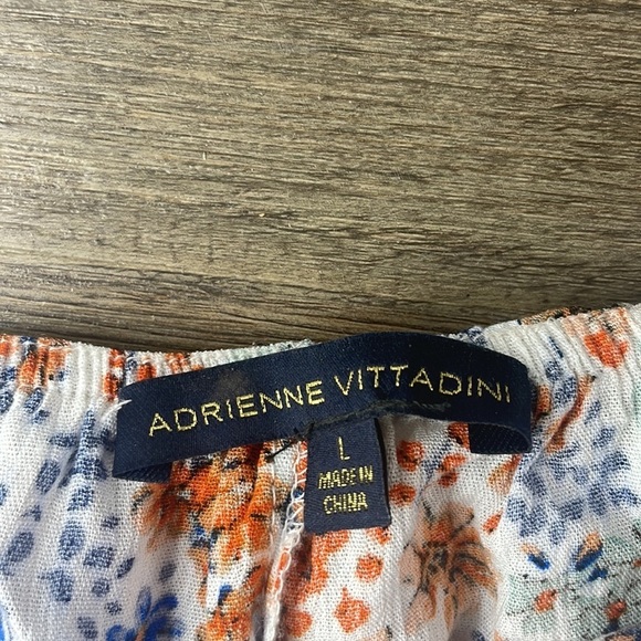 Adrienne Vitadinni Women’s Off the Shoulder White Orange Blue Floral Blouse sz L - Picture 2 of 9